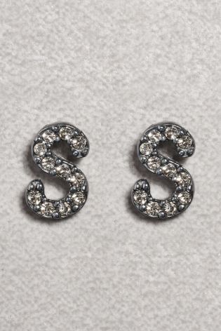 Sterling Silver Sparkle Initial Earrings